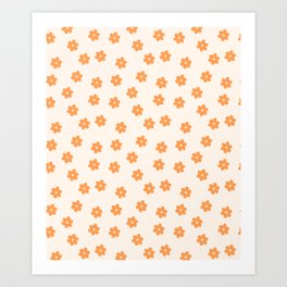 Aesthetic Peach Orange Retro Flowers Art Print