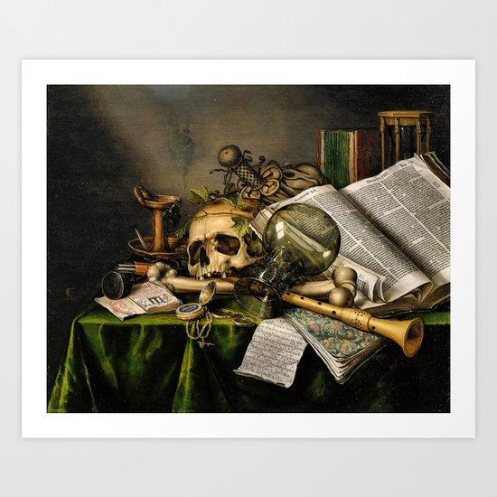 Vintage Vanitas- Still Life with Skull Art Print