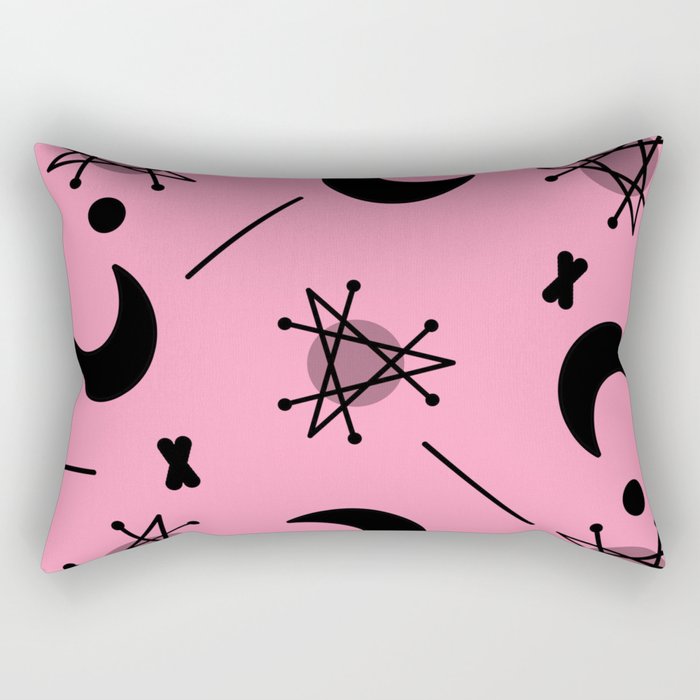 Moons & Stars Atomic Era Abstract Pink Rectangular Pillow