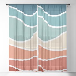 Colorful retro style waves Sheer Curtain