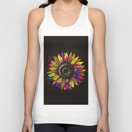 Bright Leopard Sunflower Black Unisex Tank Top