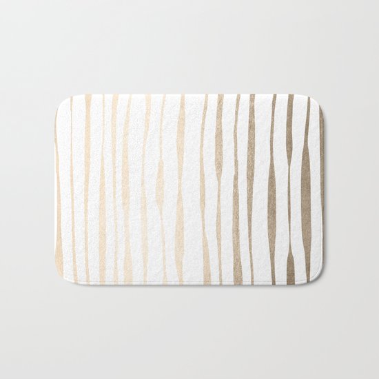 White Gold Sands Ink Pinstripes Bath Mat