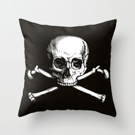 Skull and Crossbones | Jolly Roger | Pirate Flag | Black and White | Throw Pillow