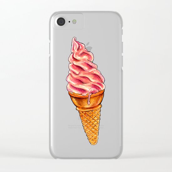 Ice Cream Pattern - Strawberry Clear iPhone Case