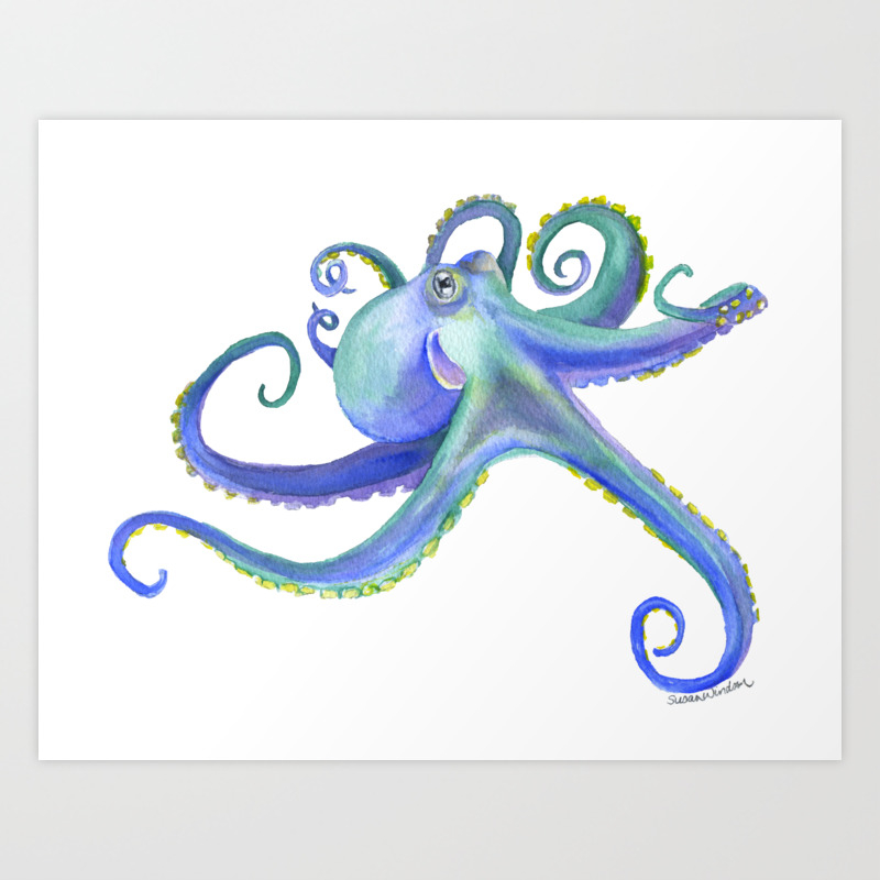 Octopus Watercolor Art Print By Susan Windsor | Society6