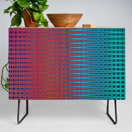 Neon Pink And Turquoise Zigzag Abstract Credenza