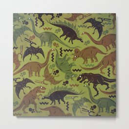 Camouflage Dinosaur Geometric Pattern Metal Print