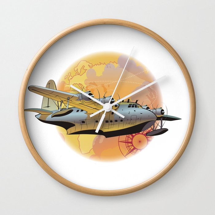 Cartoon retro airplane Wall Clock