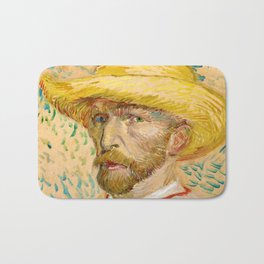 Vincent van Gogh "Self-Portrait with Straw Hat" (2) Bath Mat