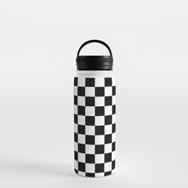 Check Checkered Checkerboard Geometric Black And White Pattern Water Bottle