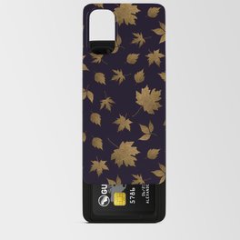 Abstract black gold glitter autumn maple leaves floral Android Card Case