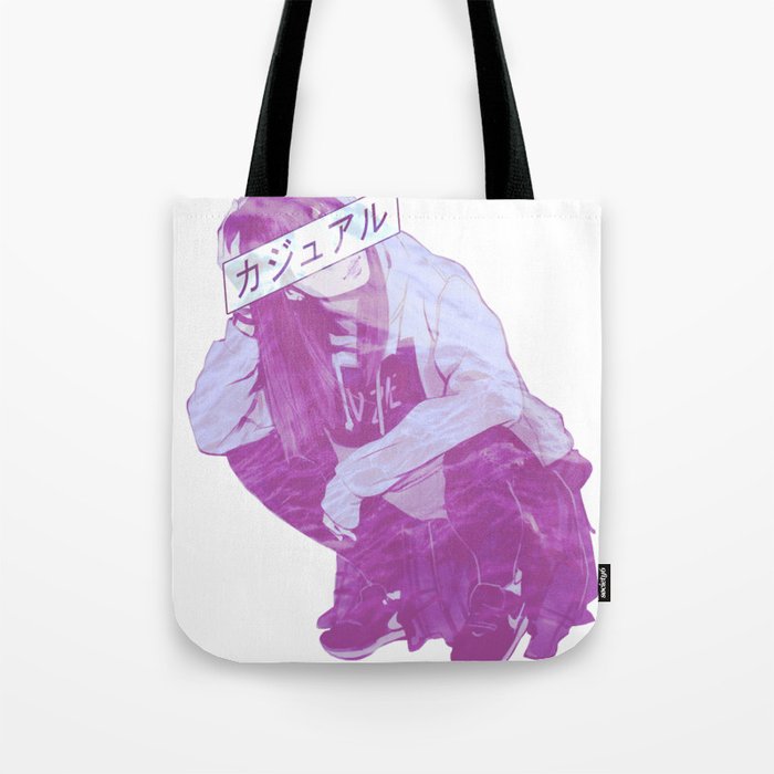 Comfortable Pink Sad Japanese Anime Aesthetic Tote Bag By