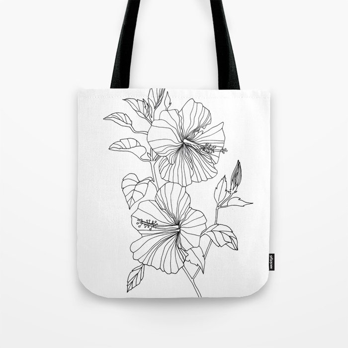 Hibiscus Flower Drawing Tote Bag By Ralucadesa Society6