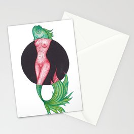 Fish Lady Dotwork Stationery Cards