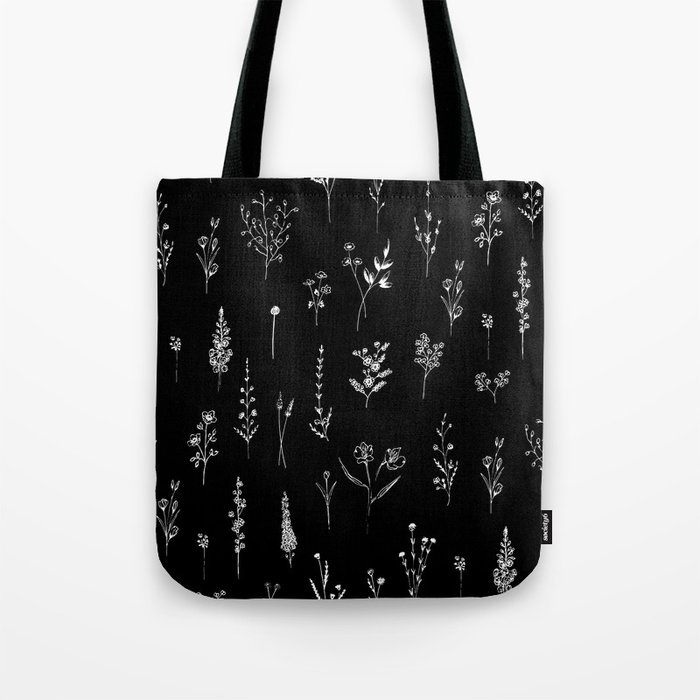 Black wildflowers Tote Bag