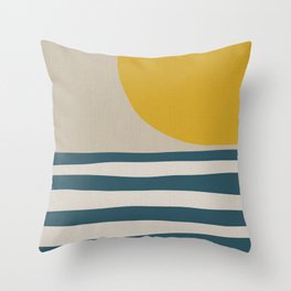 Mid-century- Navy sunshine Throw Pillow