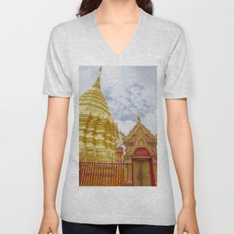 Temple in gold and red / Travel photography V Neck T Shirt