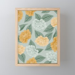 Into the meadow - light blue and yellows Framed Mini Art Print