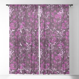 Mysterious flowers in the dark - magenta, purple, black series 2 A Sheer Curtain