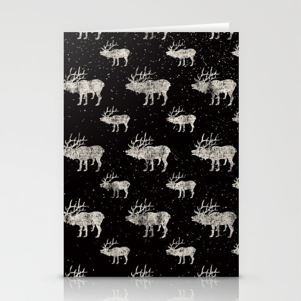 Moose in Winter Snow on Black - Wild Animals - Mix & Match with Simplicity of Life Stationery Cards