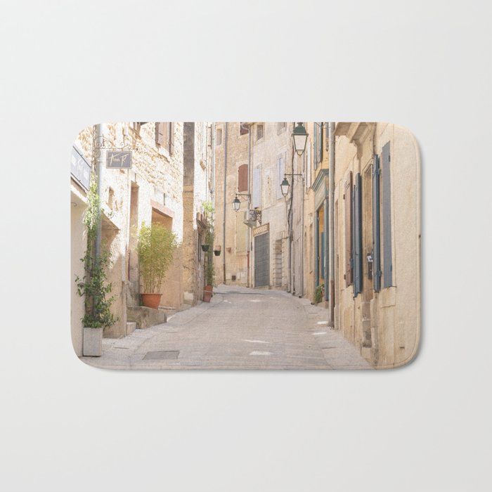 Street In Ménerbes, France | French Provence Travel Photography Art Print | Pastel Color Architecture Photo Bath Mat