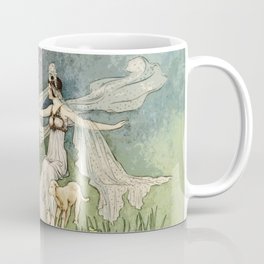 Beautiful princess with newborn lambs Coffee Mug