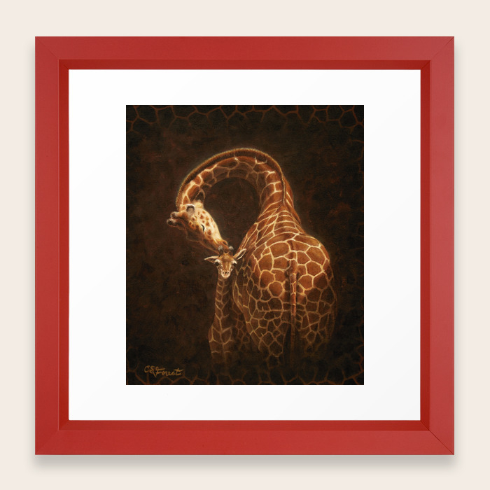 Reticulated Giraffe Mother And Baby Framed Art Print By Csforest