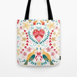 Folkart Birds and Flowers Tote Bag