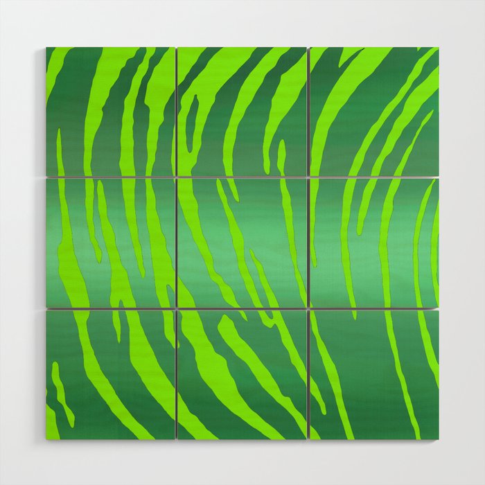 Metallic Tiger Stripes Greens Wood Wall Art