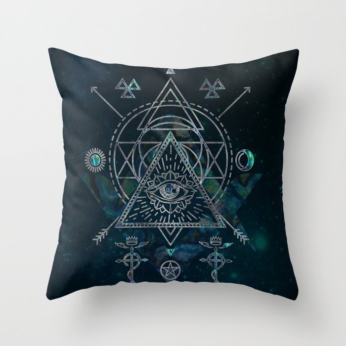 Mystical Sacred Geometry Ornament Throw Pillow