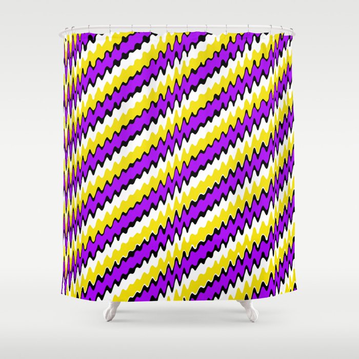 Purple Gold White And Black Slur 2 Shower Curtain By