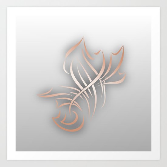 Rose Gold Gray Abstract Art Art Print
