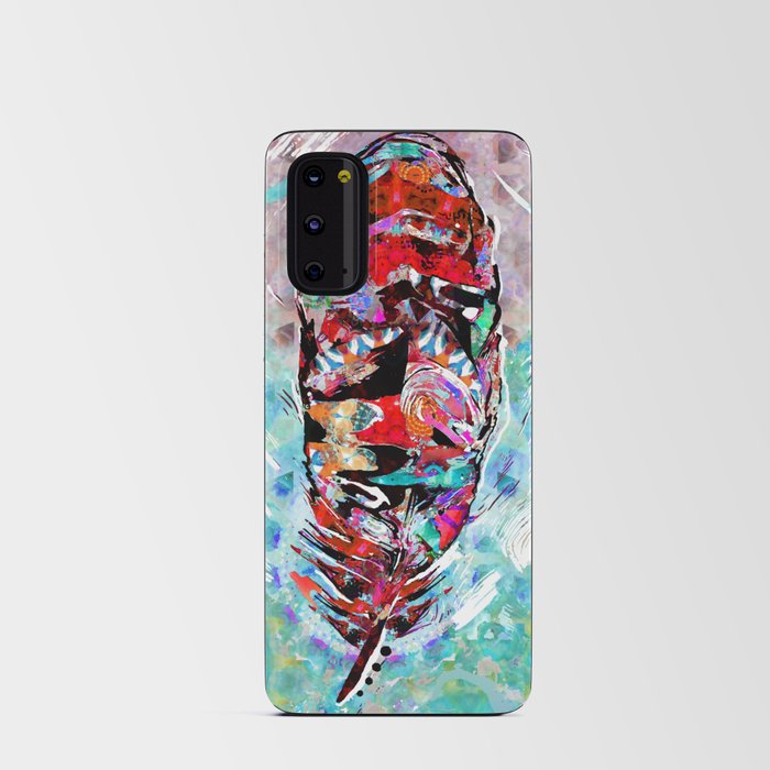 Colorful Wild Red Feather Art by Sharon Cummings Android Card Case