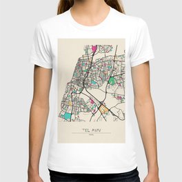 Colorful City Maps: Tel Aviv, Israel T Shirt