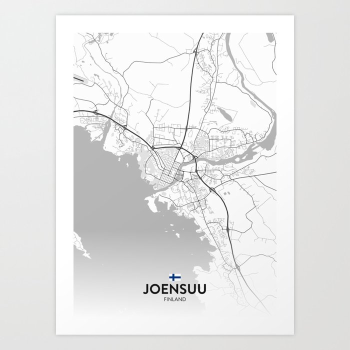 Joensuu, Finland - Light City Map Art Print