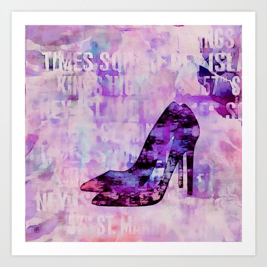 High heel female shoe watercolor art Art Print
