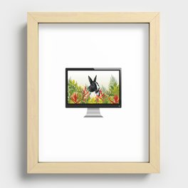 Computer - black & white Bunny Leaves Heliconia Flowers Recessed Framed Print