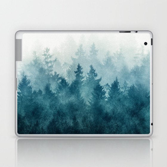 The Heart Of My Heart // So Far From Home Of A Misty Foggy Wild Forest Covered In Blue Magic Fog Laptop & iPad Skin