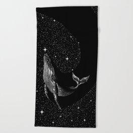 Starry whale (Black Version) Beach Towel