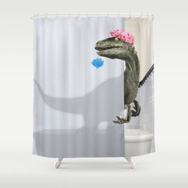 "Velociraptor" Shower Curtain Duschvorhang | Present, King, Velociraptor, Dinosaur, Raptor, Shower, Kids, Digital, Funny, Graphicdesign 