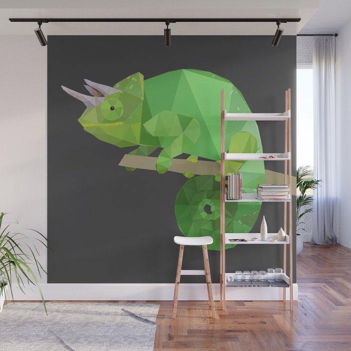 Low Poly Chameleon Wall Mural