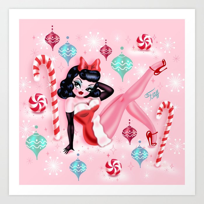 Christmas Pinup Girl Art Print By Miss Fluff Society6