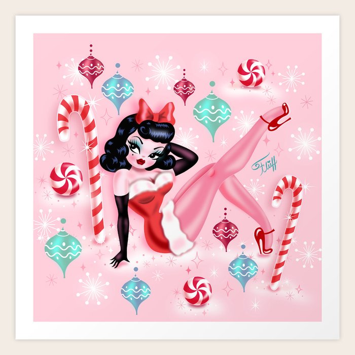 Christmas Pinup Girl Art Print by Society6