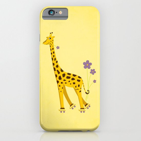 Yellow Funny Roller Skating Giraffe iPhone & iPod Case