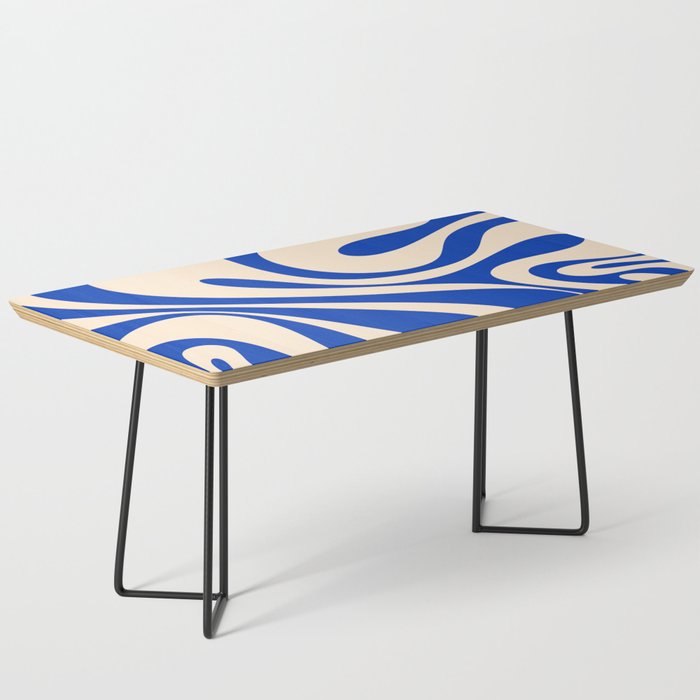 Mod Swirl Retro Abstract Pattern in Cream and Bright Blue Coffee Table