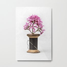 Wooden Vase Metal Print | Flora, Vase, Wood, Purple, Digital, Nature, Cotton, Needle, Flower, Davehare 
