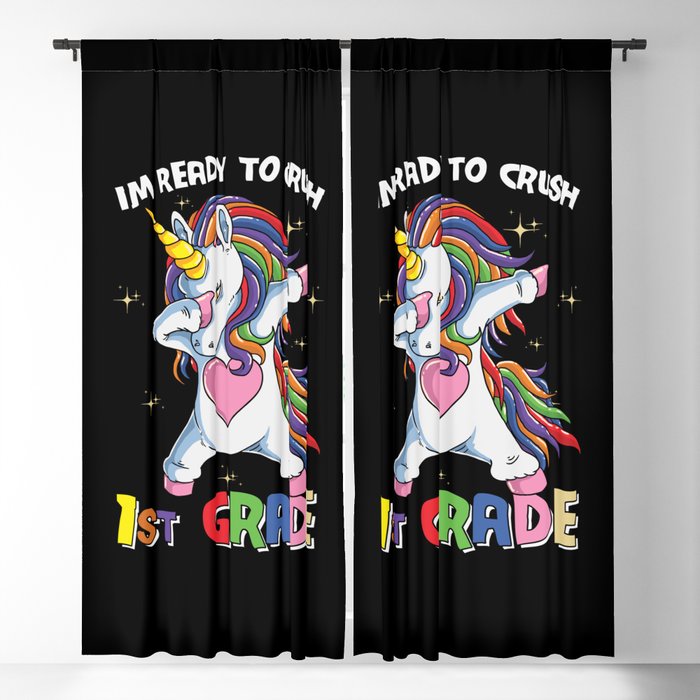 Ready To Crush 1st Grade Dabbing Unicorn Blackout Curtain