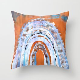 Imperfect Arch Abstract Art - Block Printed Minimalist Orange Rust Throw Pillow