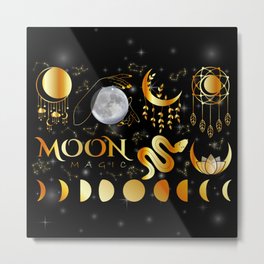 Occult Moon magic mystic elements Metal Print