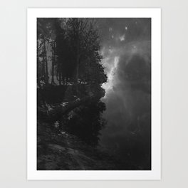 Monochrome lake midgnight photography Art Print